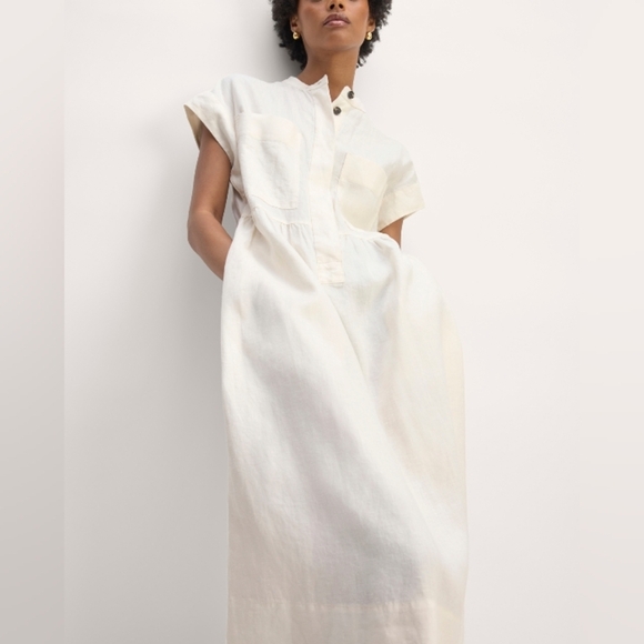 Everlane The Craft Button Front Linen Dress White Cream / Size XXS - Picture 4 of 17